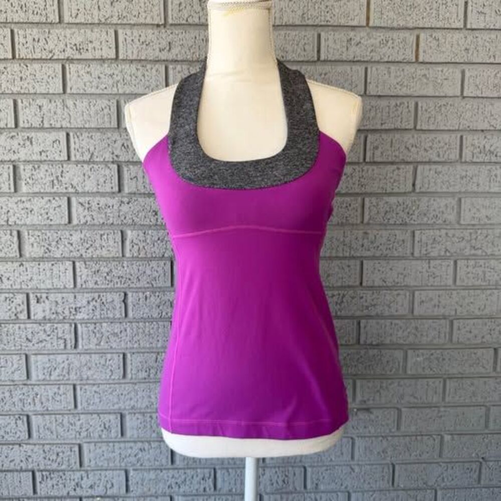 LULULEMON Scoop Neck Tank Purple Plum Racerback Shelf Bra Yoga Size 6